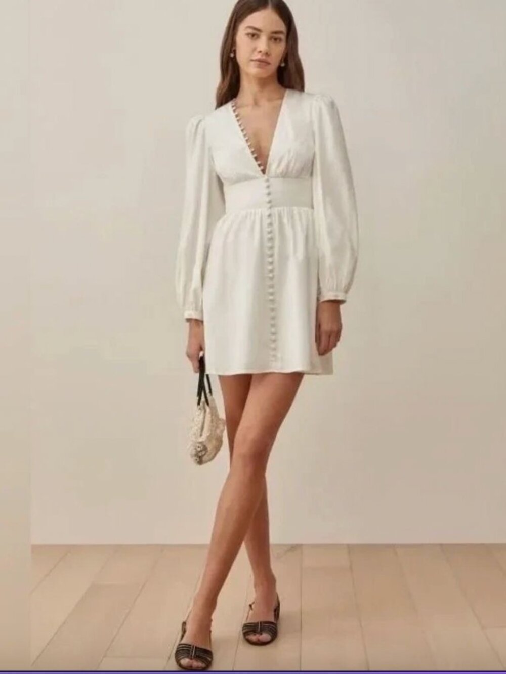 Reformation Caitie Dress In White - Size 6